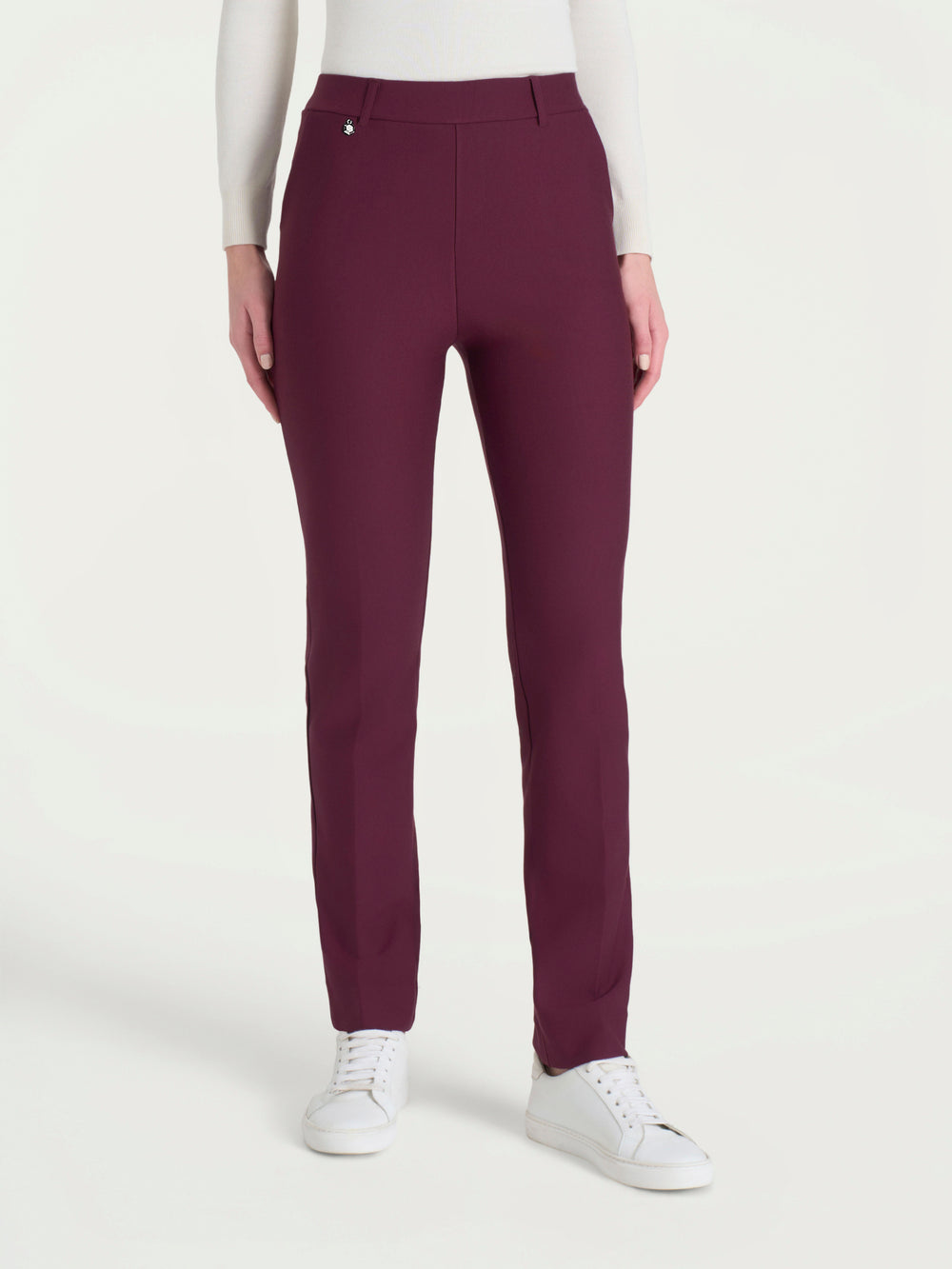 Ragno - Pantalone dritto con tasche in compact alla francese, vita elasticizzata con passanti per la cintura, linea regolare che cade dritta alla caviglia