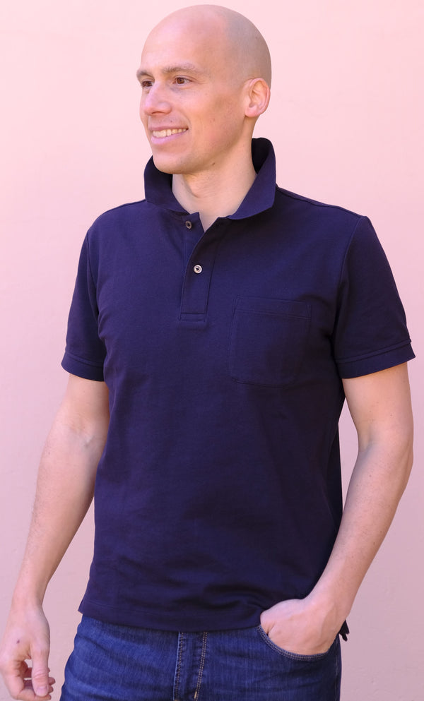 Geox - Polo blu cotone piquet con taschino - shopmonicamoda