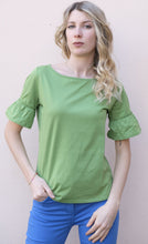 Carica l&#39;immagine nel visualizzatore di Gallery, Pennyblack - T-shirt girocollo in jersey di cotone, verde, maniche corte.

