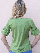 Carica l&#39;immagine nel visualizzatore di Gallery, Pennyblack - T-shirt girocollo in jersey di cotone, verde, maniche corte.
