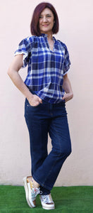 Giulia Valli - Camicia quadri, collo coreana, manica con aletta
