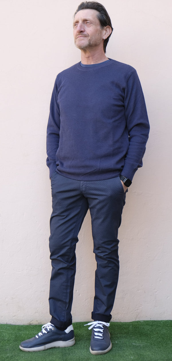 Re Del Mare - Girocollo grana di riso blu navy - shopmonicamoda