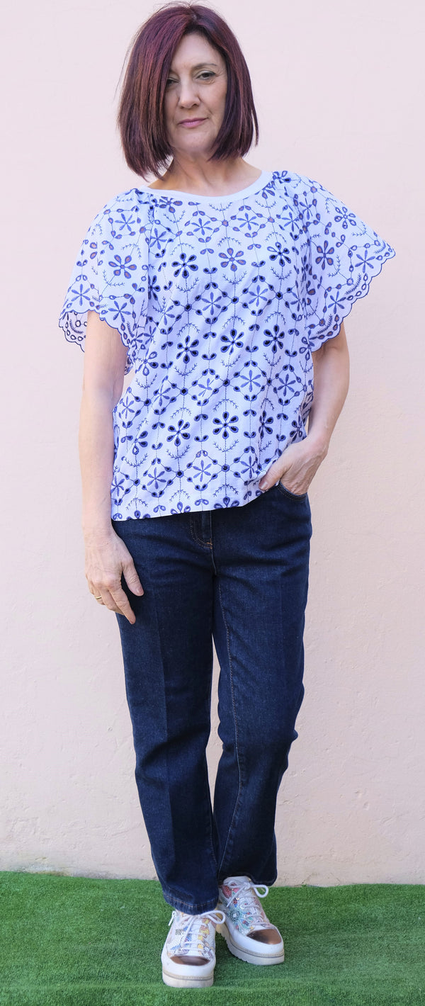 Diana Gallesi - Blusa sangallo e cotone elasticizzato - shopmonicamoda