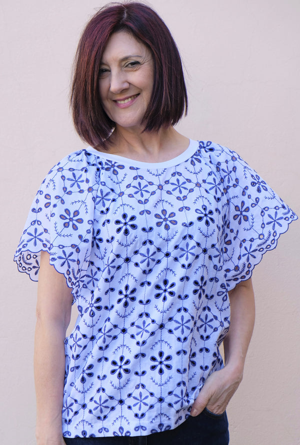 Diana Gallesi - Blusa sangallo e cotone elasticizzato - shopmonicamoda