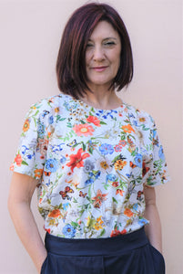 Linea Cinque - T-shirt girocollo mezzamanica fantasia floreale