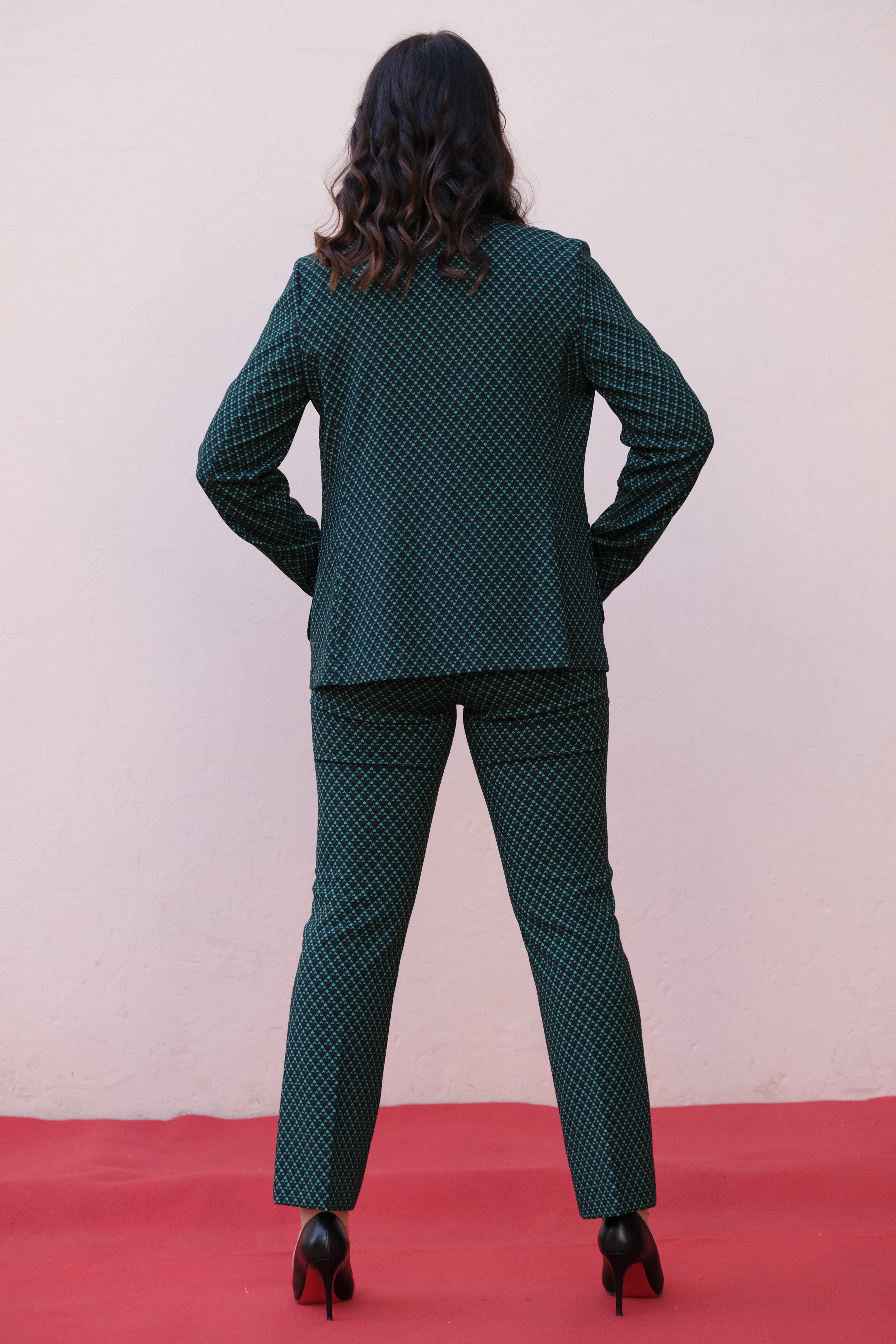 Diana Gallesi - Giacca sfoderata verde e nera, con tasche applicate - shopmonicamoda