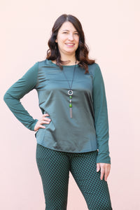 Diana Gallesi - Blusa verde smeraldo in jersey e raso di viscosa