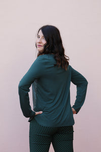 Diana Gallesi - Blusa verde smeraldo in jersey e raso di viscosa