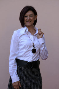 Diana Gallesi - Camicia cotone elasticizzato bianco, sciancrata.