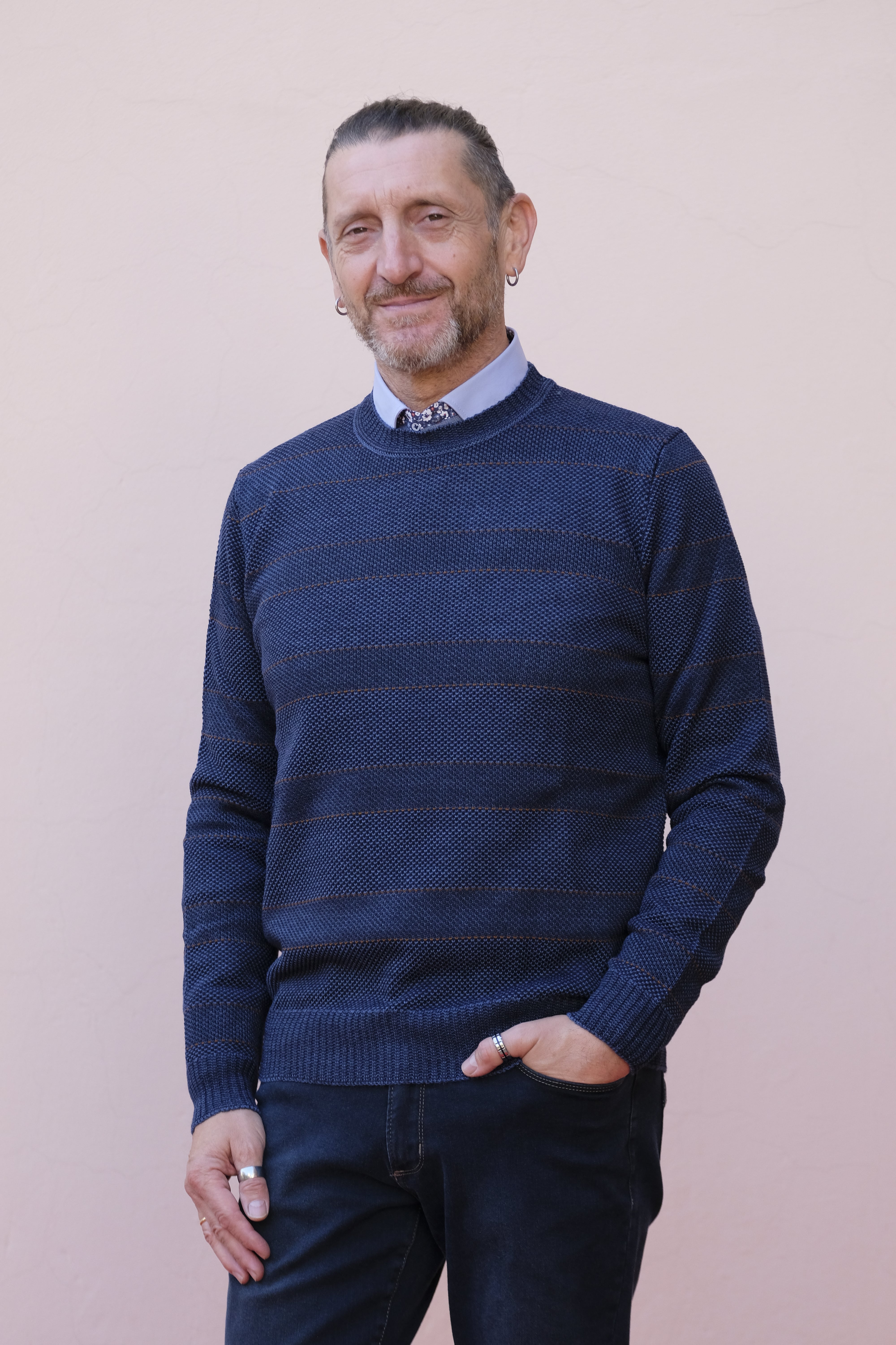 Sail club - Maglia girocollo riga tono su toni - shopmonicamoda