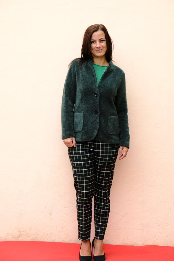 Linea Cinque - Giacca verde foresta, tasche applicate, sfoderata.