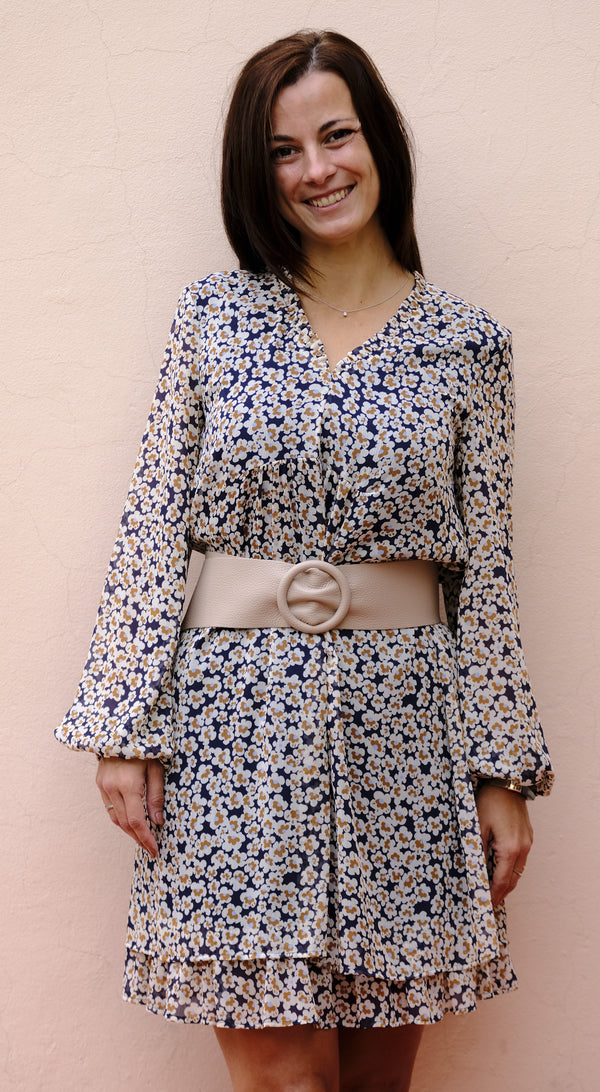 Pennyblack - Abito in crepon floreale, linea scivolata, foderato.