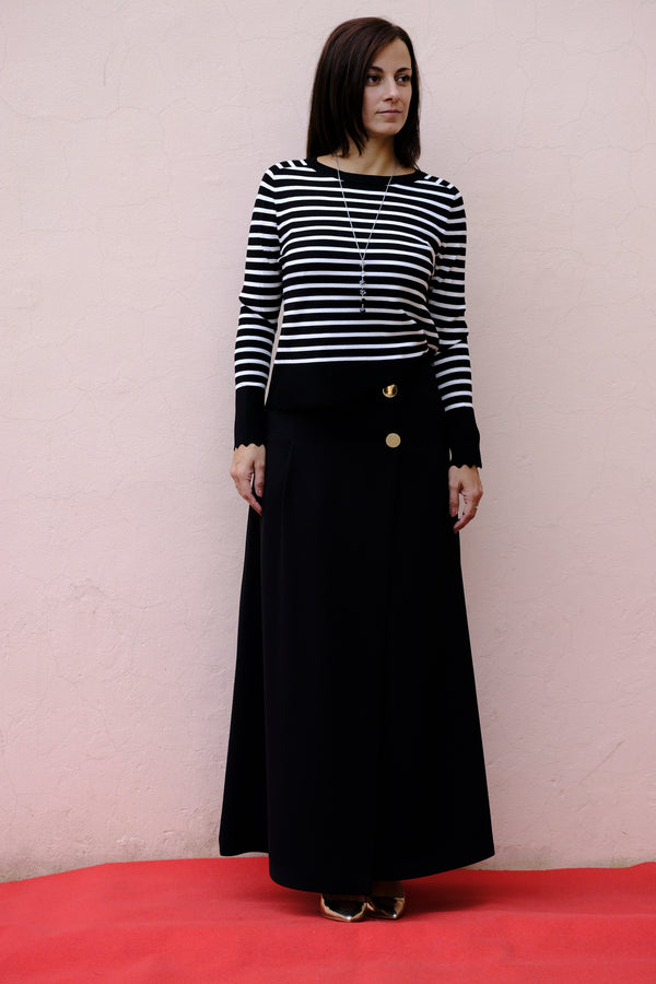 Giulia Valli - Gonna nera lunga, a portafoglio, sfoderata.