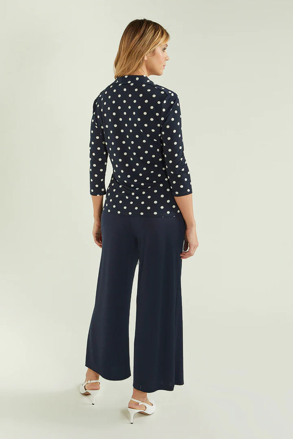 Luisa Viola - T-shirt a pois jersey elasticizzato, non si stira, dalla linea sciancrata, maniche trequarti.