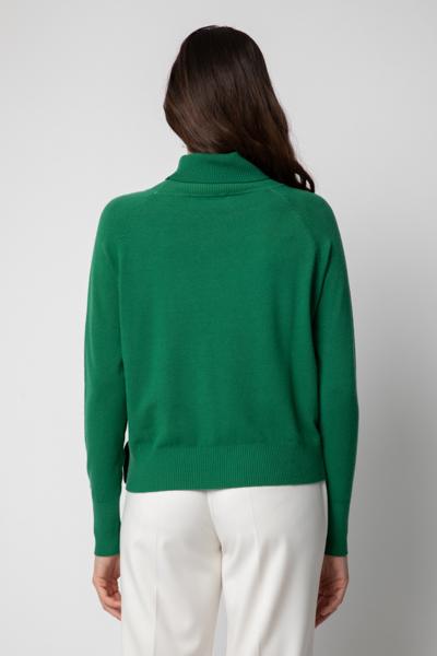 Giulia Valli - Maglia dolcevita verde brillante, con bottoncini a lato