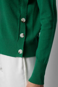 Giulia Valli - Maglia dolcevita verde brillante, con bottoncini a lato