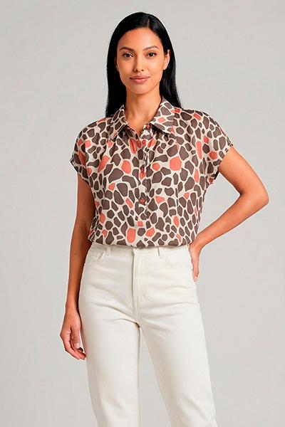 Giulia Valli - Blusa n viscosa fluida, collo a camicia tre bottoni, manica a Kimono - shopmonicamoda