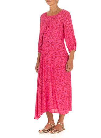 Diana Gallesi - Abito lungo sfondo furia a fiorellini, manica trequarti, sfoderato - shopmonicamoda