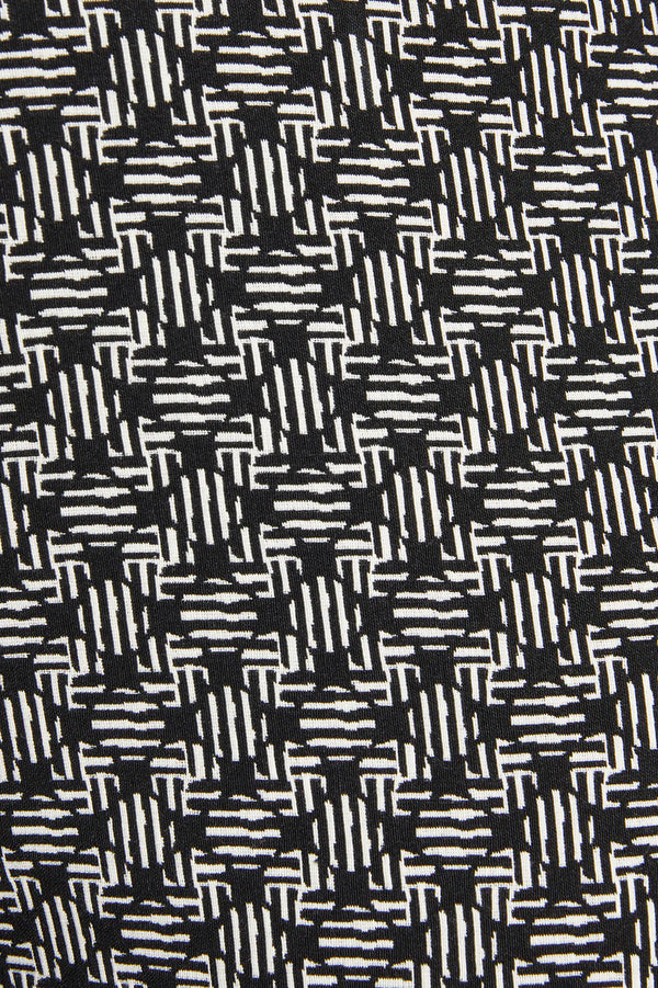 Luisa Viola - Pantalone jacquard disegno bianco e nero, giro vita senza cerniera,estendibile - shopmonicamoda