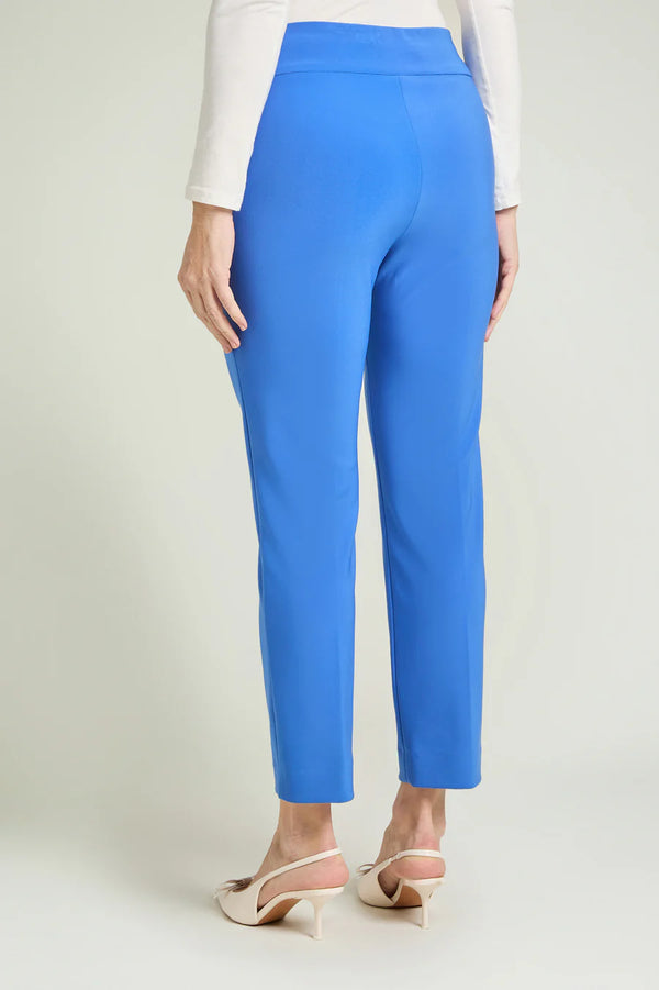 Luisa Viola - Pantalone pull on skinny in compatto stretch, vita regolare, cintura elasticizzata, lunghezza caviglia, con spacchetti.