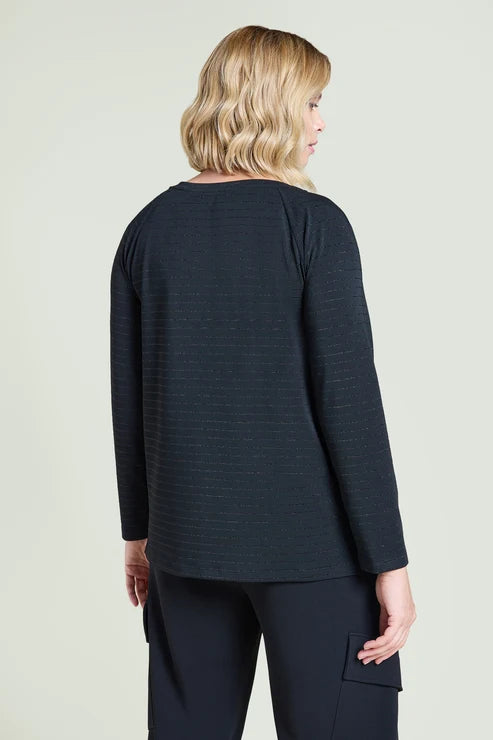 Luisa Viola - T-shirt a righe lurex nera