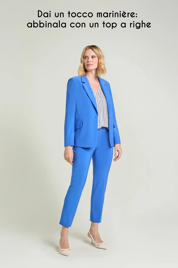 Luisa Viola - Blazer in compatto strech blu royal.