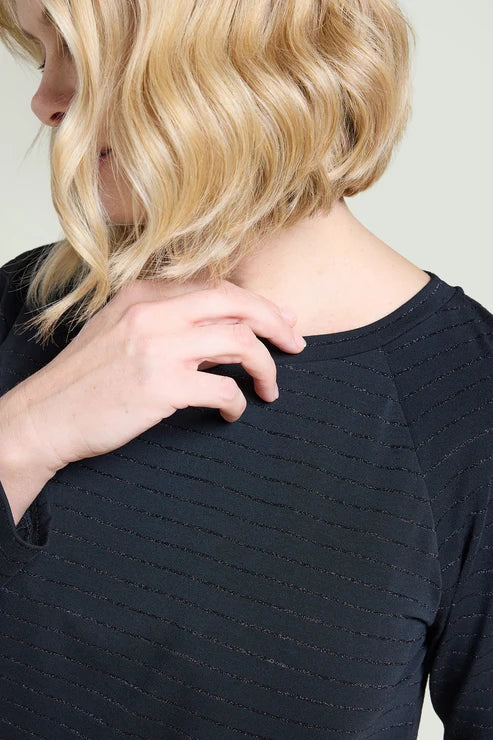 Luisa Viola - T-shirt a righe lurex nera