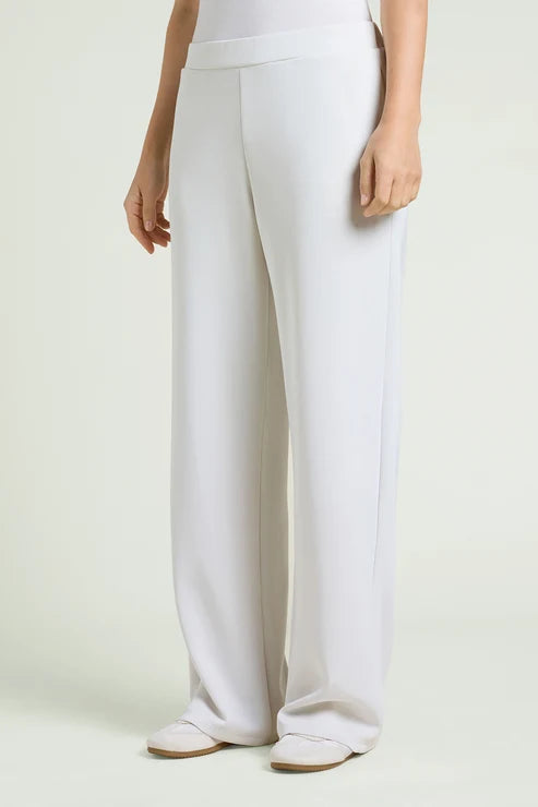 Luisa Viola - Pantalone jersey scuba bielastico soft touch, vita regolare, cintura estendibile,