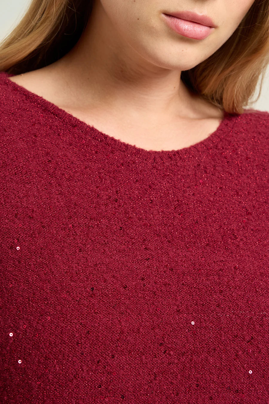 Luisa Viola - Maglia full paillettes, girocollo, punto rovescio,filo di lurex.