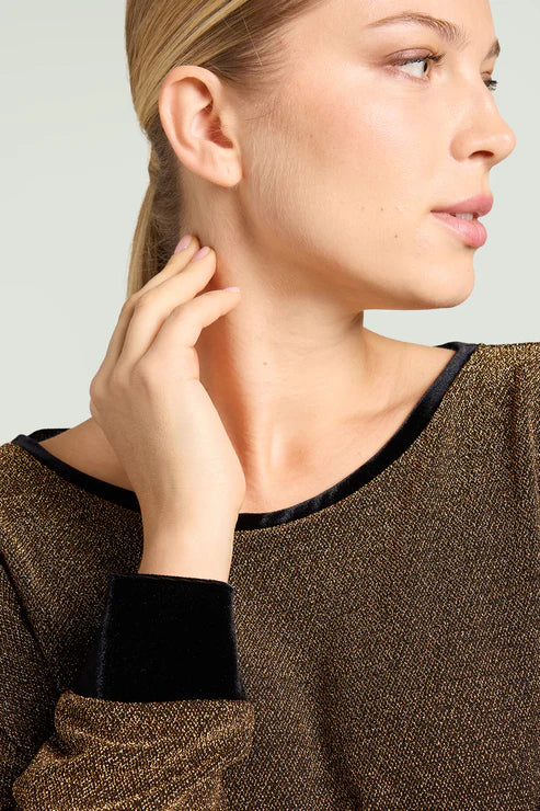 Luisa Viola - Felpa in jersey lurex, raso interno, manica lunga sfoderata