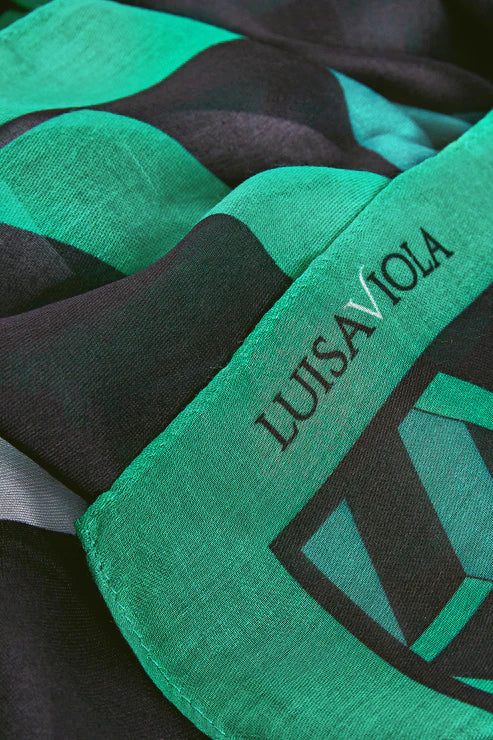 Luisa Viola -Stola  foulard stampata verde menta e nera