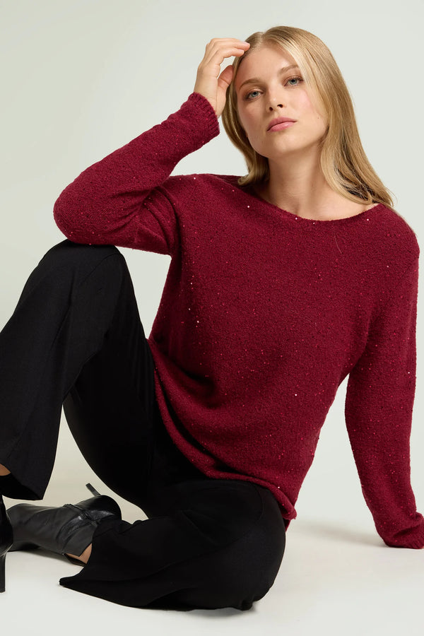 Luisa Viola - Maglia full paillettes, girocollo, punto rovescio,filo di lurex.