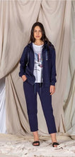 Carica l&#39;immagine nel visualizzatore di Gallery, Giulia  Valli - Pantalone in felpa di cotone blu, con elastico in vita. - shopmonicamoda
