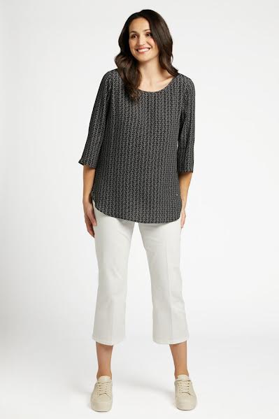 Luisa Viola - Blusa stampata in marocain e jersey elasticizzato - shopmonicamoda