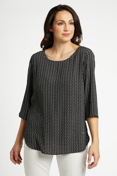 Luisa Viola - Blusa stampata in marocain e jersey elasticizzato - shopmonicamoda