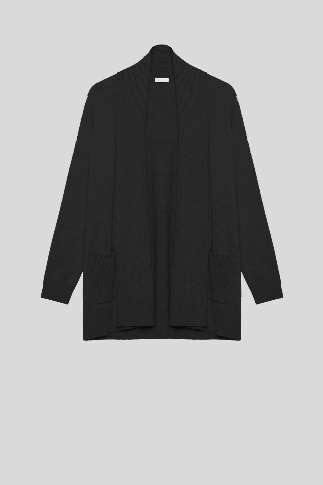 Luisa Viola - Cardigan nero misto lana, con tasche, vestibilità over - shopmonicamoda
