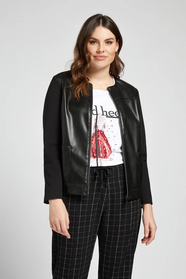 Luisa Viola - Giubbotto in simil pelle nero e punto Milano - shopmonicamoda