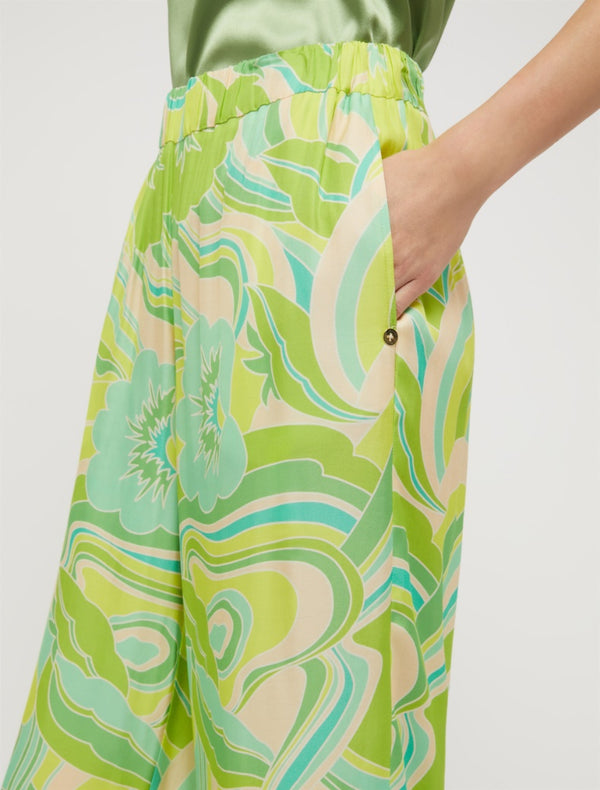 Pennyblack - Pantalone stampati fiori, linea ampia, vita elastica, tasche ai fianchi - shopmonicamoda