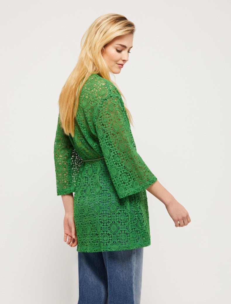 Pennyblack - Cardigan in macrame' di cotone, senza bottoni, maniche a tre quarti - shopmonicamoda