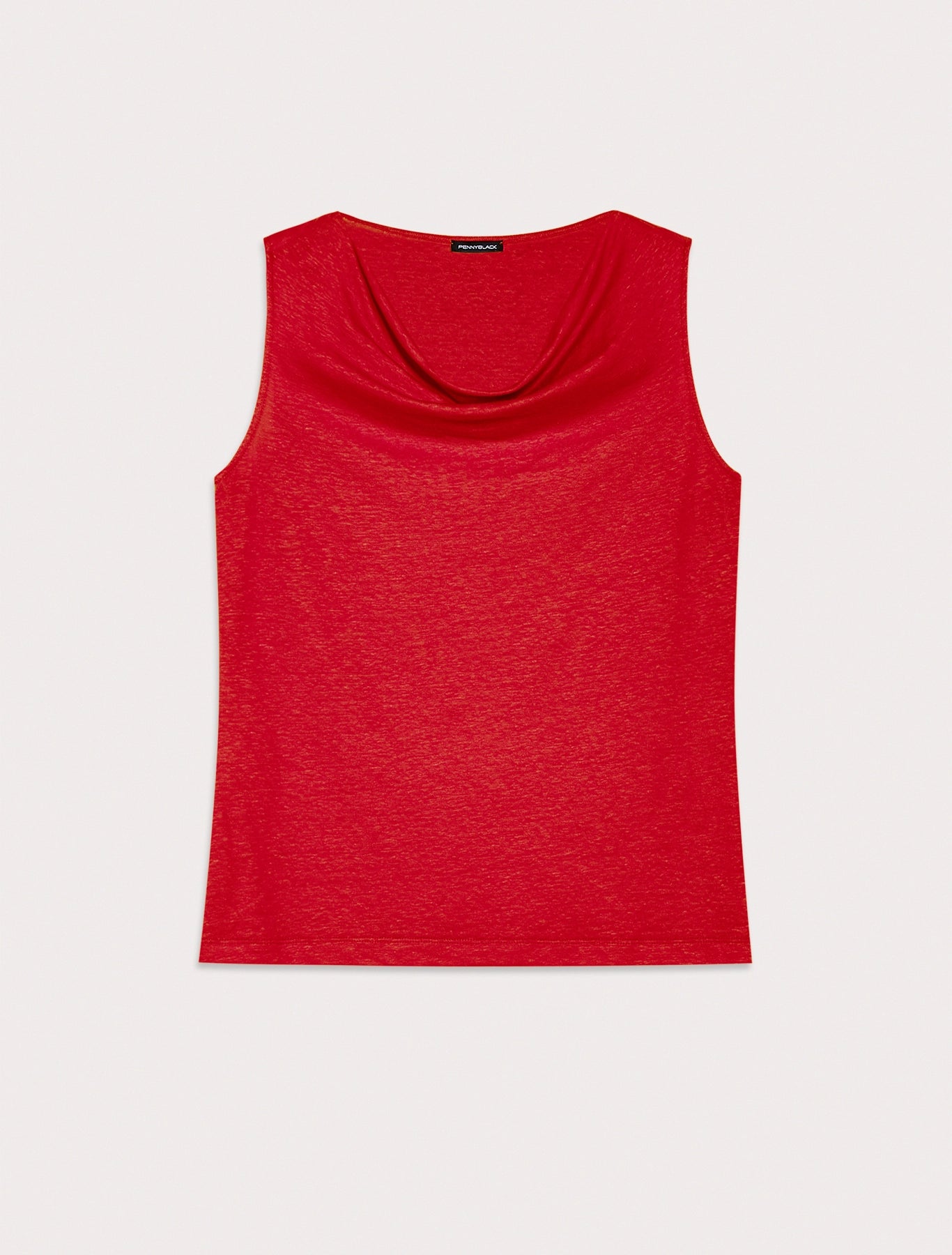 Pennyblack - Top in jersey di lino, color amaranto, collo a cascata - shopmonicamoda