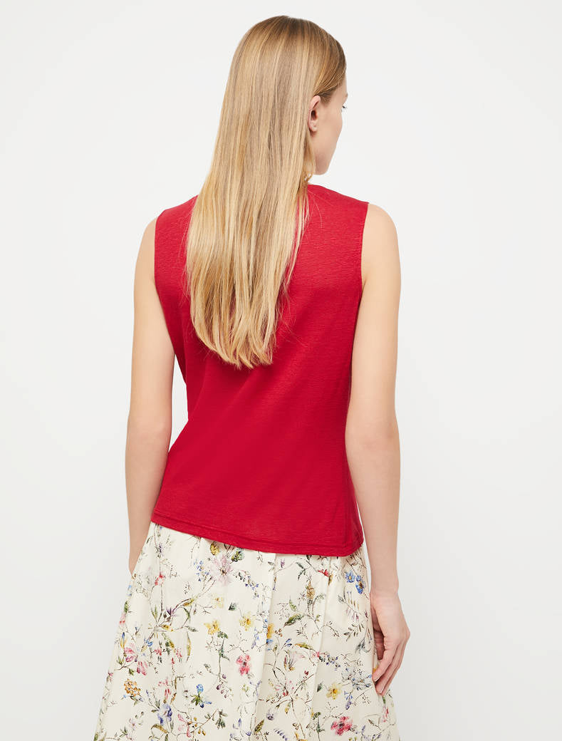 Pennyblack - Top in jersey di lino, color amaranto, collo a cascata - shopmonicamoda