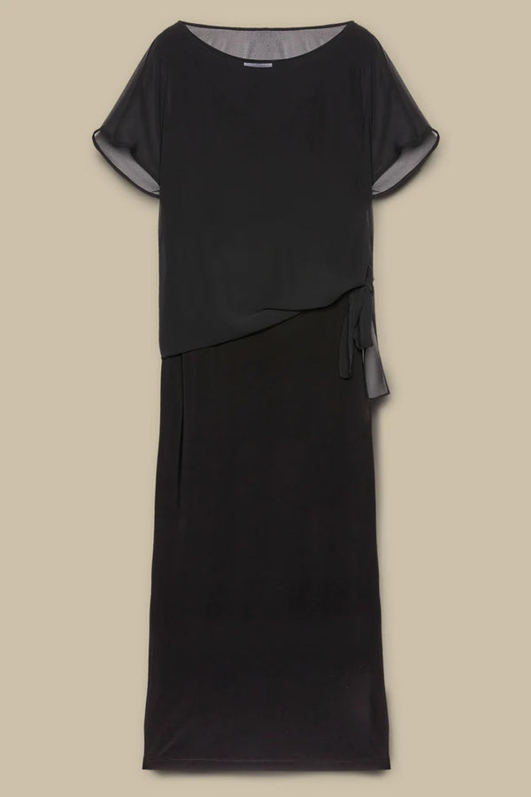 Luisa Viola - Abito blu notte in jersey e georgette - shopmonicamoda