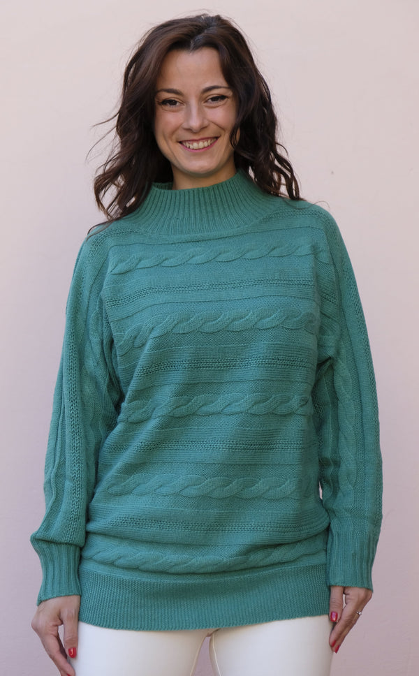 Diana Gallesi - Maglia a trecce color menta - shopmonicamoda