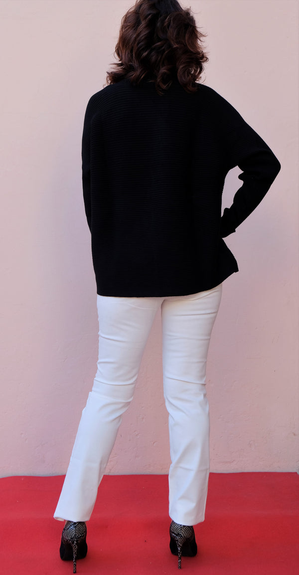 Diana Gallesi - Maglia dolcevita a costine color nero - shopmonicamoda