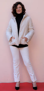 Diana Gallesi - Piumino zippato color panna con cappuccio - shopmonicamoda