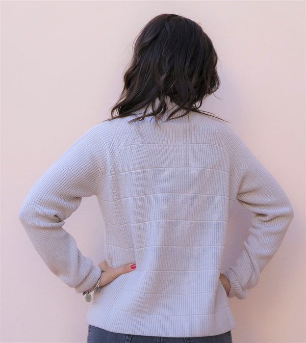 Giulia Valli - Maglia costa inglese, taglio a scatoletta, collo a cratere - shopmonicamoda