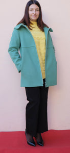 Diana Gallesi - Giaccone di lana, color verde menta, zippato, fodertato