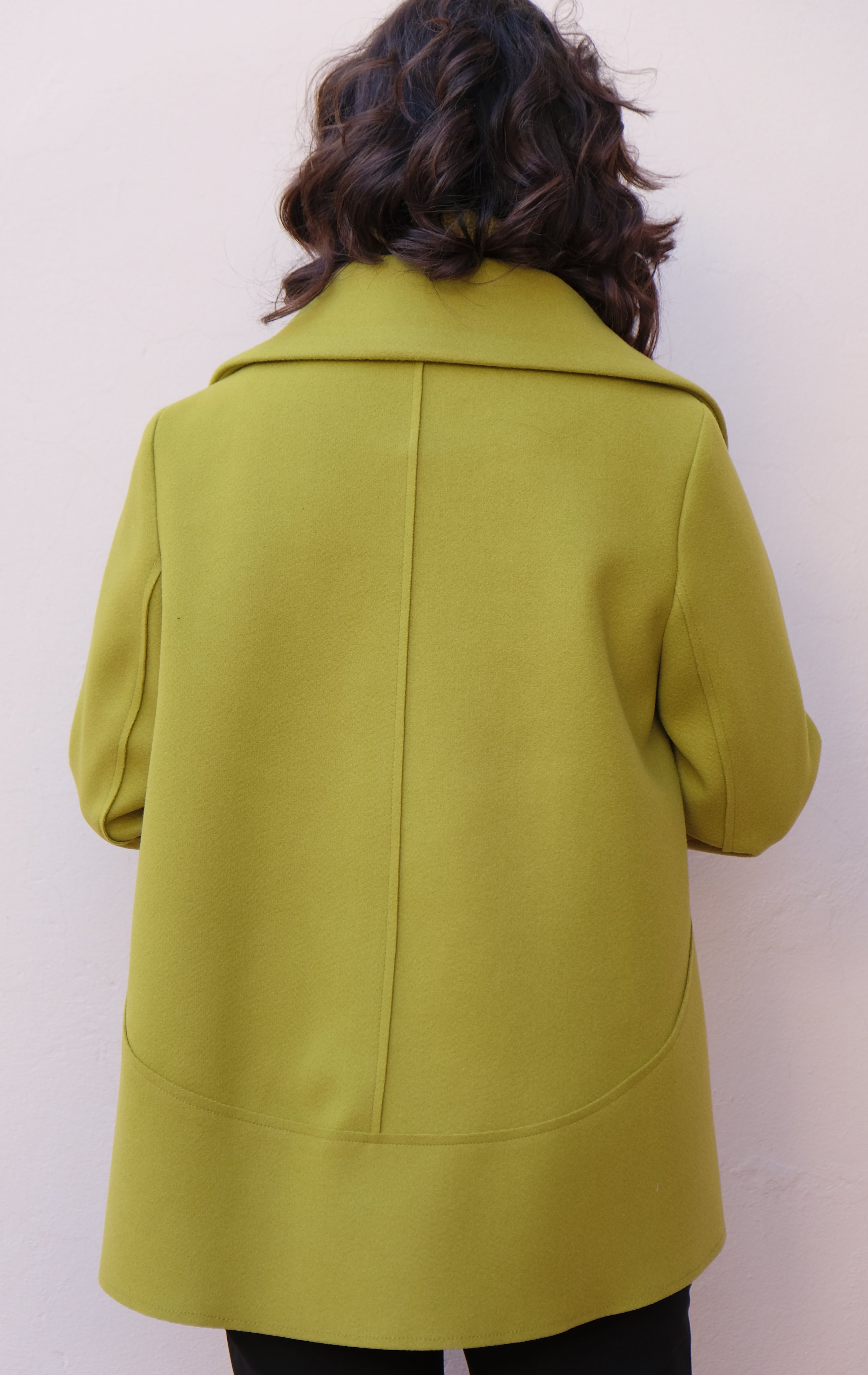 Carla Ferroni - Giacca panno color olio, monopetto, sfoderata, tasche applicate - shopmonicamoda