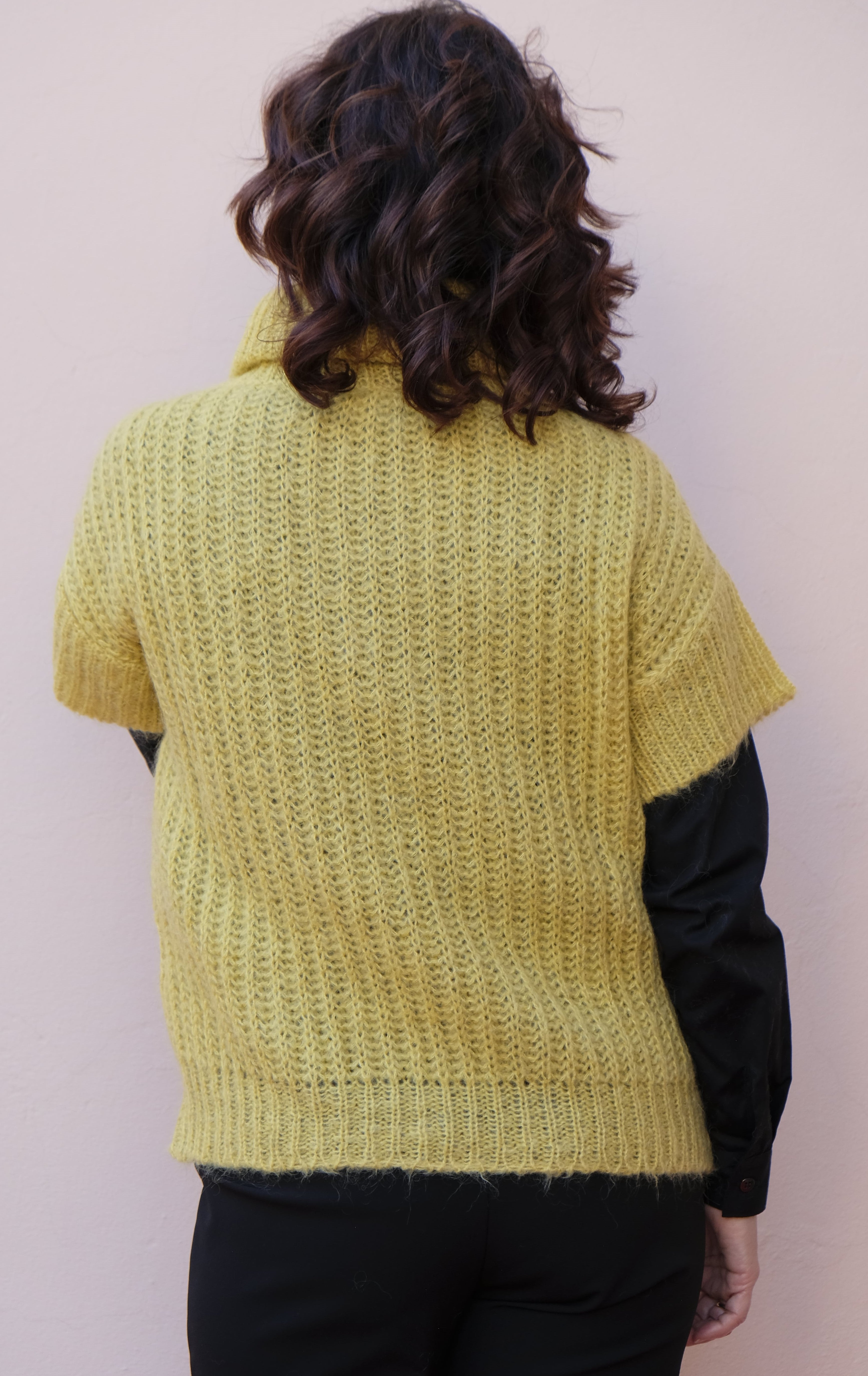 Linea Cinque - Gillet giallo, costa inglese, collo ad anello - shopmonicamoda