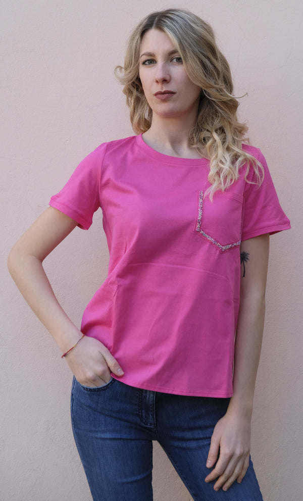 Pennyblack - T-shirt in jersey di cotone fuxia - shopmonicamoda